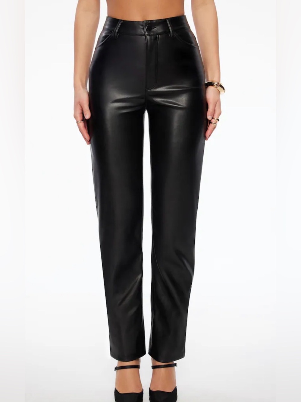 Dynamite Black Faux Leather Straight-Leg Pants – Size 6
